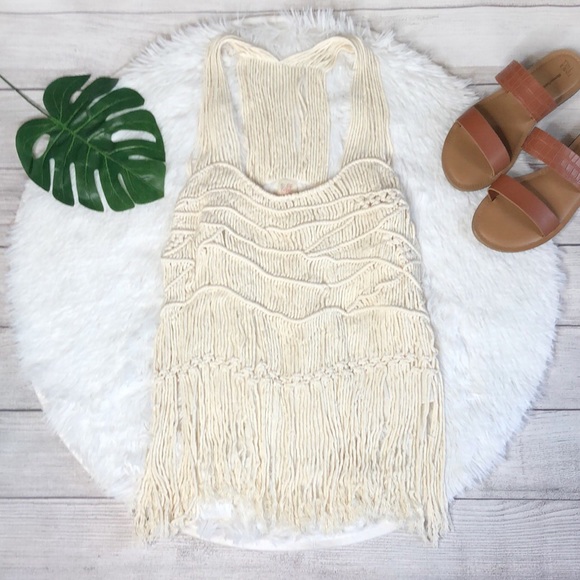 Surf Gypsy Crochet Macrame Fringe Tank Top Medium - Picture 2 of 12
